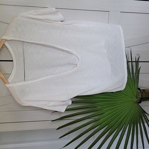 Billabong Low Back White Coverup T-shirt, Medium